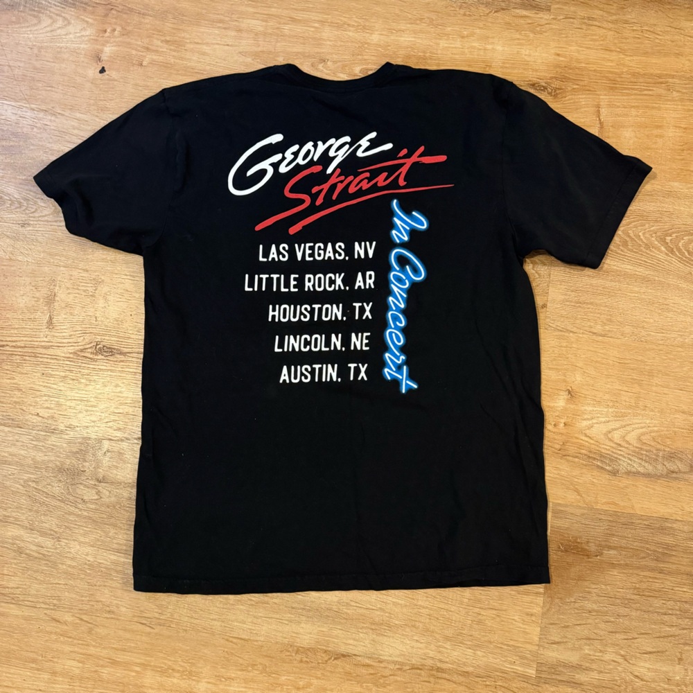 George Straight 2023 Stadium Tour Men’s Large Black Neon Signature Concert Tee - Picture 2 of 2